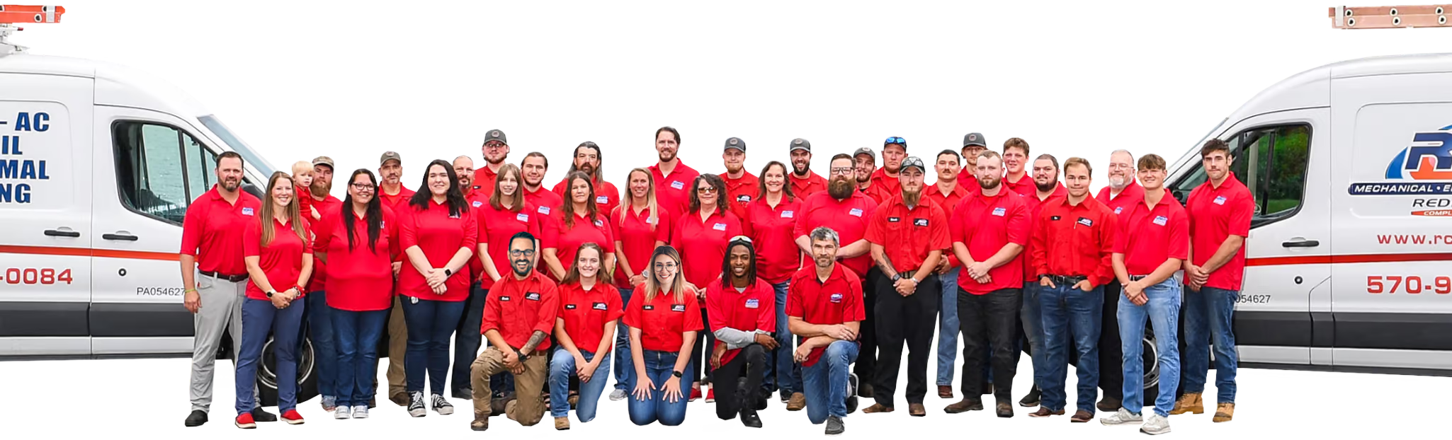 Entire RCC Mechanical team with service vehicles.
