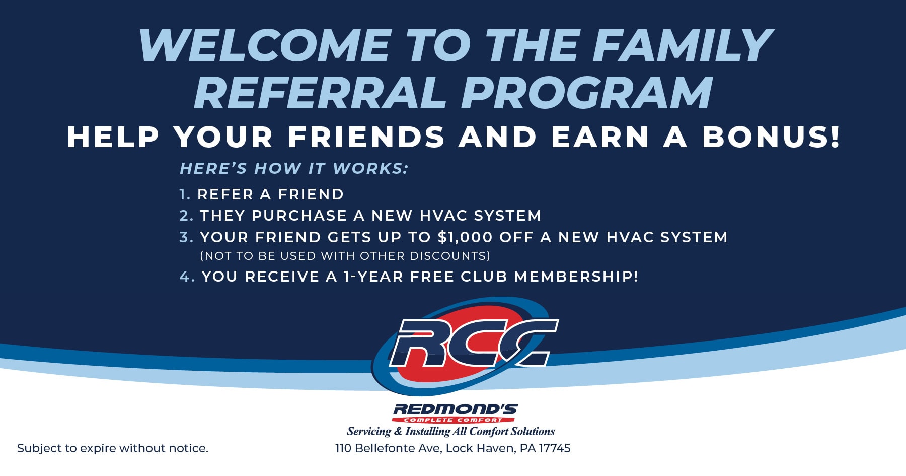 Welcome to the family referral program. Help your friends and earn a bonus.